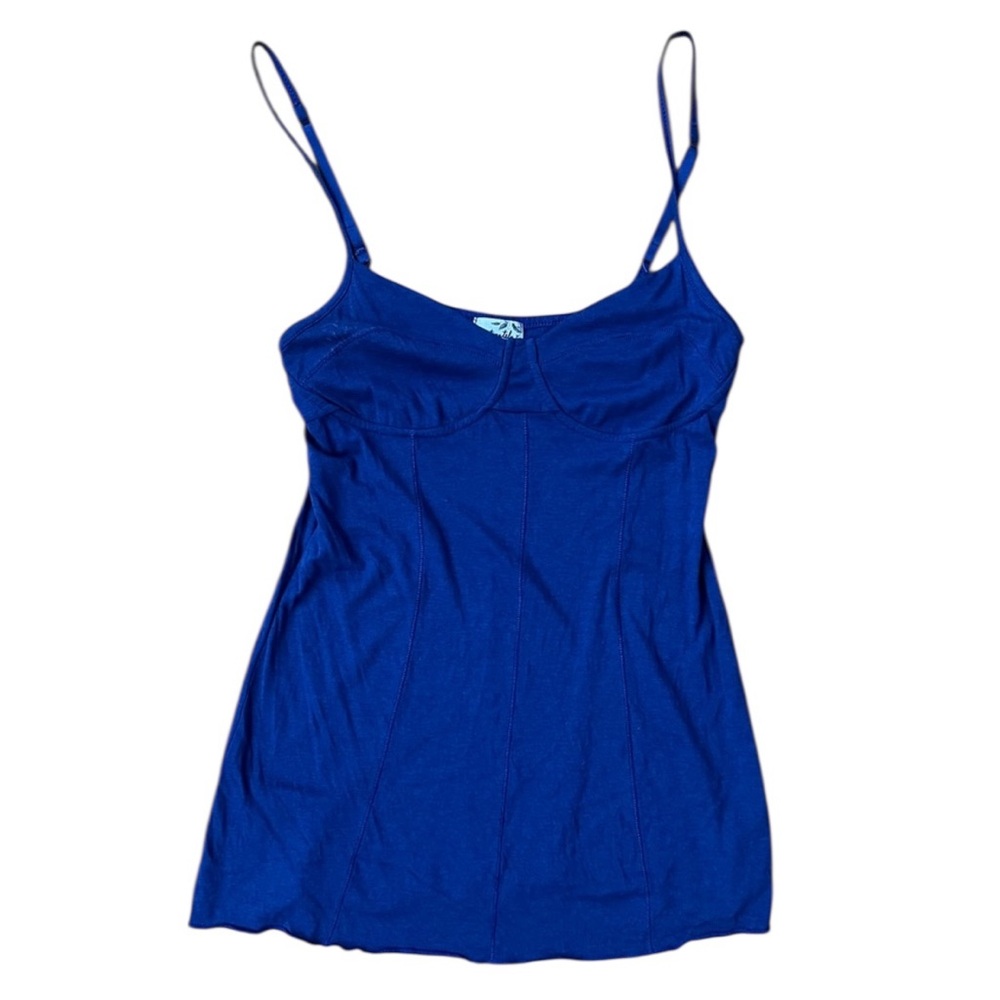 Free People Jersey Royal Blue Underwire Bralette Corset Cami, Size Medium